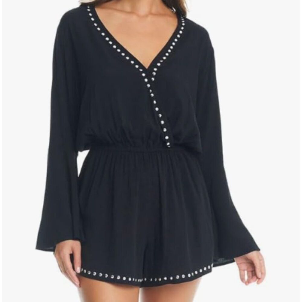 Bar III Tell Me About It Stud Cover-Up Romper Women M Whimsigoth Fairy Grunge